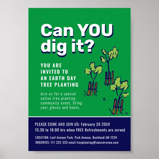 Kan je het 'tree plant event day Promo' graven? Poster (Voorkant)