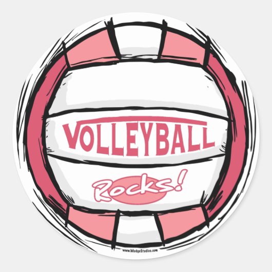 Kan je het volleybalroze dig ronde sticker (Voorkant)