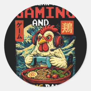 Kan je niet horen, ik ben aan het gamen en eet Ram Ronde Sticker