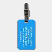 Kan je voor mijn eigenaar schreeuwen? Aangepast Ba Bagagelabel (Voorkant verticaal)