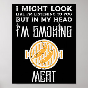 Kan kijken luisteren, maar grillen BBQ Byrbecue Ma Poster