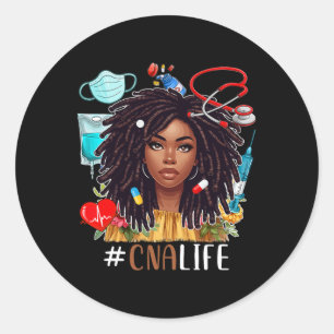 Kan Kostuum Afro Vrouw Verpleegkundige Trots Zwart Ronde Sticker