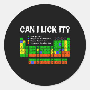 Kan Likken - Periodiek Systeem Grappige Chemie Wet Ronde Sticker