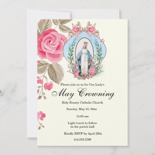 Kan Maagdenwaarin Mary Scriptroze Rose wordt gekwe Kaart (Voorkant)