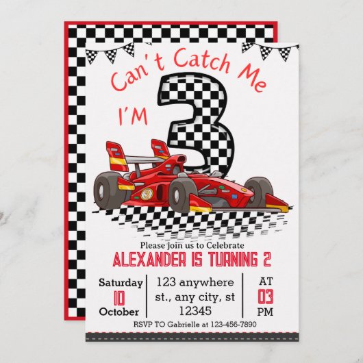 Kan me niet pakken, ik ben 3 Verjaardagsjongen van Kaart (Voorkant / Achterkant)