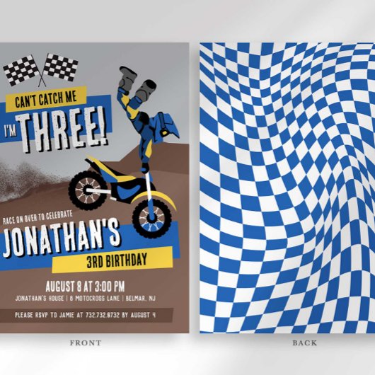 Kan me niet pakken, ik ben drie Dirt Bike Verjaard Kaart