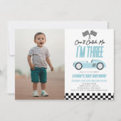 Kan me niet vangen Blue Race Car 3e verjaardagsfee Kaart (Voorkant)