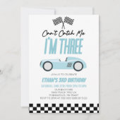 Kan me niet vangen Blue Race Car 3e verjaardagsfee Kaart (Voorkant)