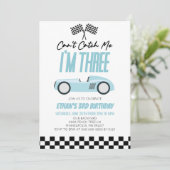 Kan me niet vangen Blue Race Car 3e verjaardagsfee Kaart (Staand voorkant)
