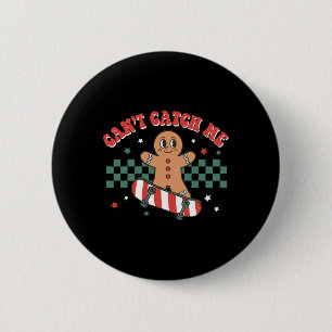 Kan me niet vangen Groovy Kerst Gingerbread Man Bo Ronde Button 5,7 Cm