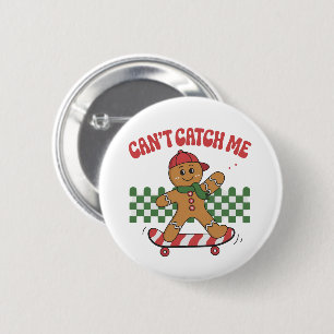 Kan me niet vangen Kerstmis Gingerbread Kerstmis Ronde Button 5,7 Cm