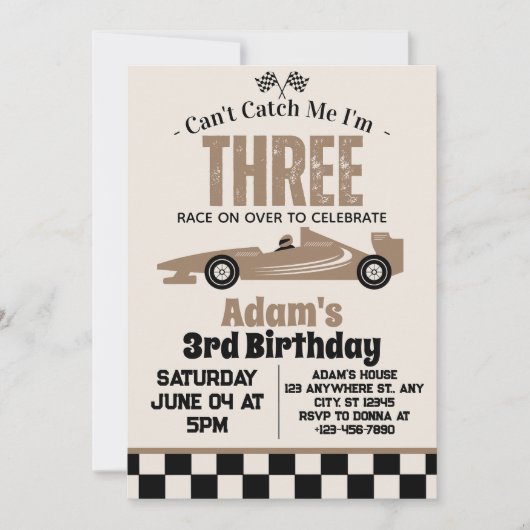 Kan me niet vangen race auto jongen 3e verjaardag kaart (Voorkant)