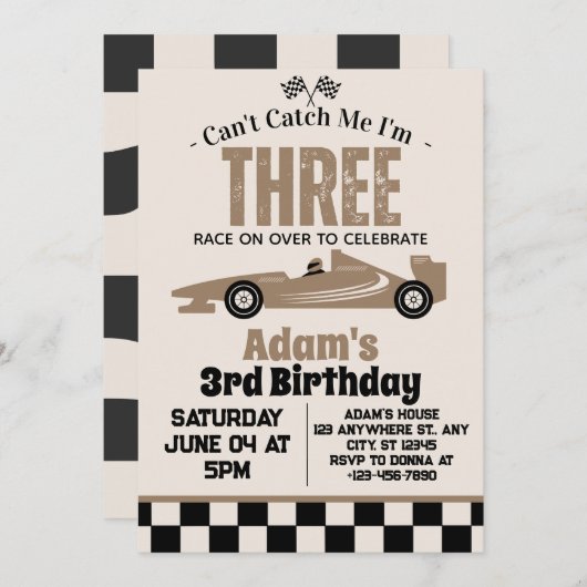 Kan me niet vangen race auto jongen 3e verjaardag  kaart (Voorkant / Achterkant)