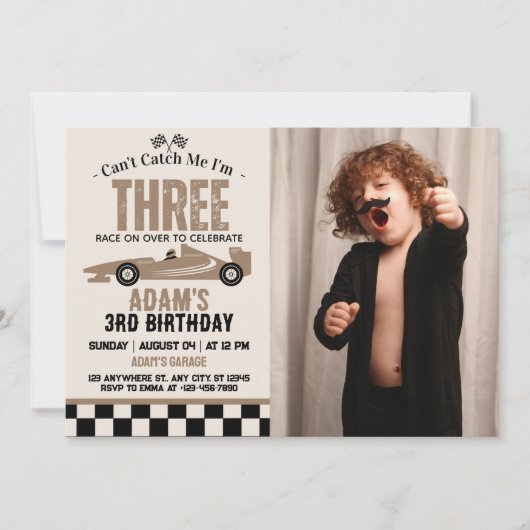 Kan me niet vangen race auto jongen 3e verjaardag  kaart (Voorkant)