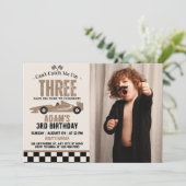 Kan me niet vangen race auto jongen 3e verjaardag  kaart (Staand voorkant)