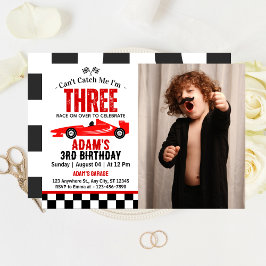 Kan me niet vangen race auto jongen 3e verjaardag kaart