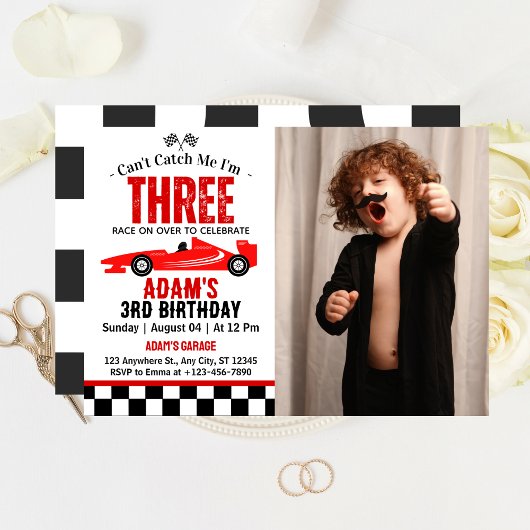 Kan me niet vangen race auto jongen 3e verjaardag  kaart
