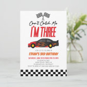 Kan me niet vangen rode race auto 3e verjaardag fe kaart (Staand voorkant)