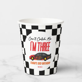 Kan me niet vangen rode race auto 3e verjaardag fe papieren bekers