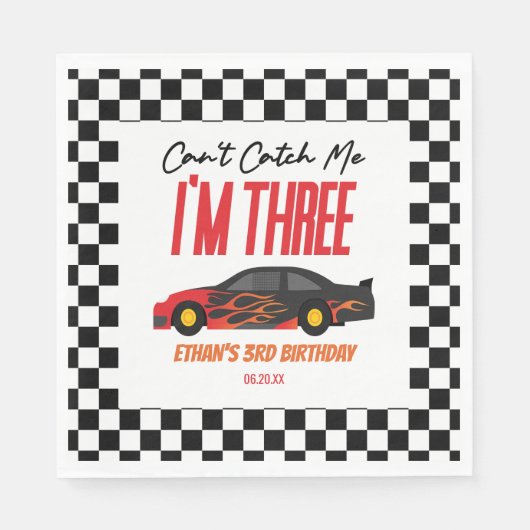 Kan me niet vangen rode race auto 3e verjaardag fe servet (Voorkant)