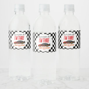 Kan me niet vangen rode race auto 3e verjaardag fe waterfles etiket