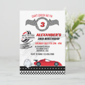 Kan me niet vangen rode raceauto kinderen verjaard kaart (Staand voorkant)