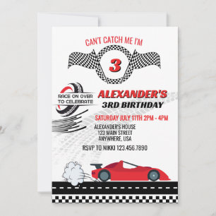 Kan me niet vangen rode raceauto kinderen verjaard kaart