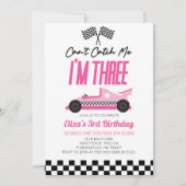 Kan me niet vangen Roze Race Auto 3e Verjaardagsfe Kaart (Voorkant)