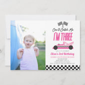 Kan me niet vangen Roze Race Auto 3e Verjaardagsfe Kaart (Voorkant)