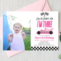 Kan me niet vangen Roze Race Auto 3e Verjaardagsfe