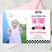 Kan me niet vangen Roze Race Auto 3e Verjaardagsfe Kaart