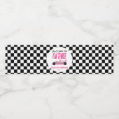 Kan Me Niet Vangen Roze Raceauto 3de Verjaardagsfe Waterfles Etiket (Enkel label)