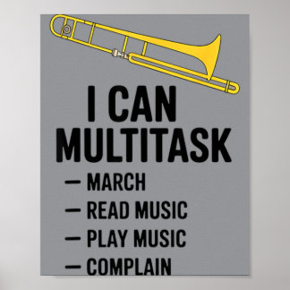 Kan Multitasken Grappige Marching Band Cadeau Grap Poster