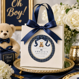 Kan nauwelijks wachten Gestreepte Polo Teddybeer Ronde Sticker