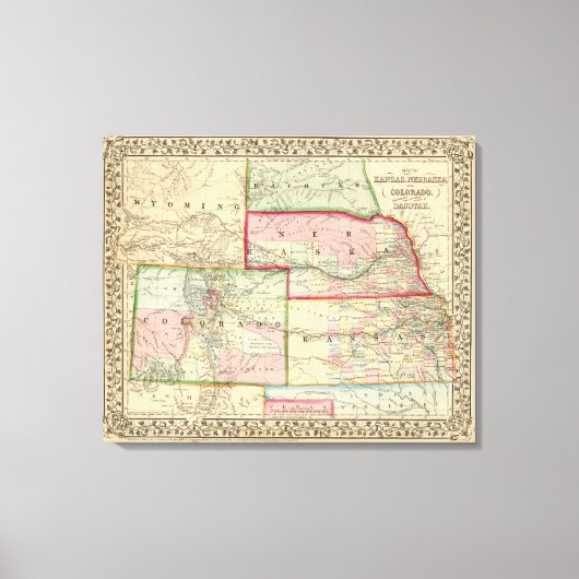 Kan, Neb, Colo Map door Mitchell Canvas Afdruk (Voorkant)