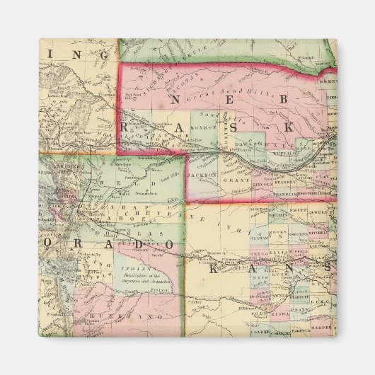 Kan, Neb, Colo Map door Mitchell Magneet (Voorkant)
