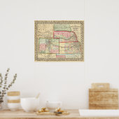 Kan, Neb, Colo Map door Mitchell Poster (Keuken)