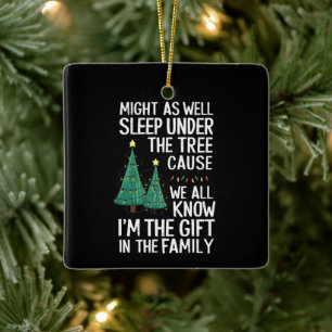 Kan net zo goed onder de boom slapen Kerstcadeau Keramisch Ornament