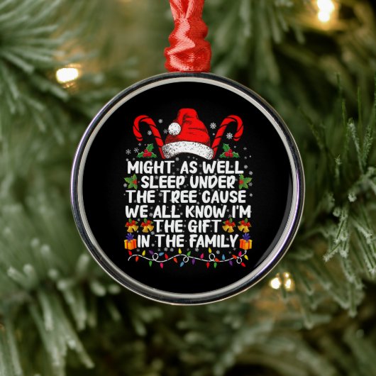 Kan net zo goed slapen onder de boom kerstcadeau metalen ornament (Boom)