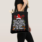 Kan net zo goed slapen onder de boom kerstcadeau tote bag (Dichtbij)