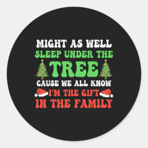 Kan net zo goed slapen onder de boom Kinder kerst Ronde Sticker