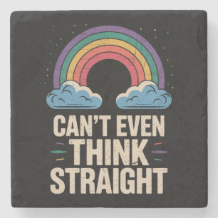 Kan niet eens rechtuit denken LGBTQ Gay Pride Ally Stenen Onderzetter