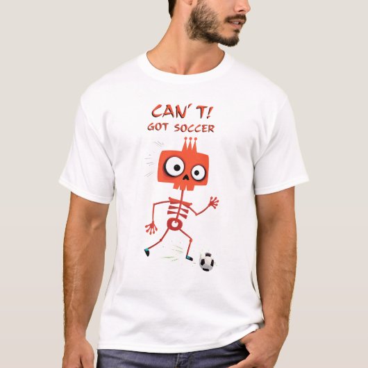 Kan niet. Ik heb voetbal | Grappig Skeleton Sporto T-shirt (Voorkant)