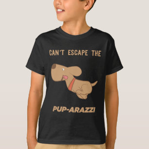 kan niet ontsnappen aan de pup-arazzi t-shirt