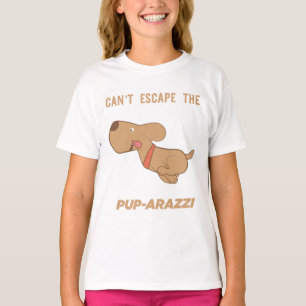 kan niet ontsnappen aan de pup-arazzi t-shirt