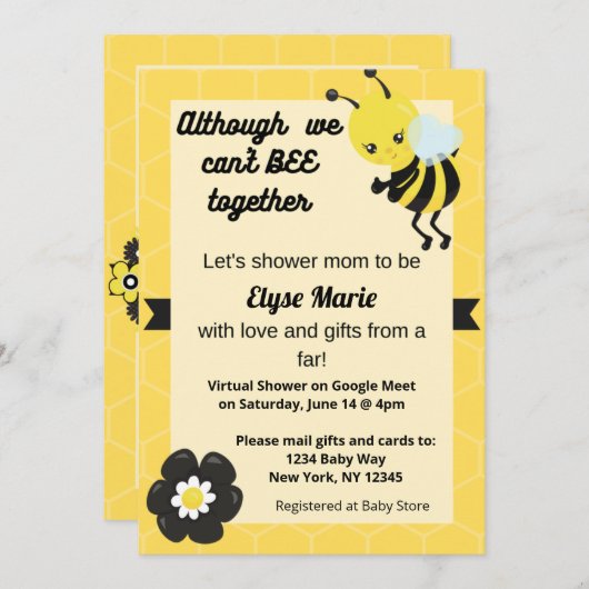 Kan niet samen de Uitnodiging van het Baby shower  (Voorkant / Achterkant)