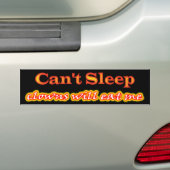 Kan niet slapen, Clowns eten me. Bumpersticker (Op auto)