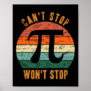 Kan niet stoppen Pi Wont Stop Wiskunde Pi Dag Ler Poster