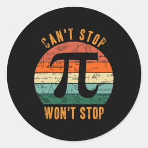 Kan niet stoppen Pi Wont Stop Wiskunde Pi Dag Ler Ronde Sticker