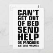 Kan niet uit bed komen en pannenkoeken sturen briefkaart (Voorkant / Achterkant)